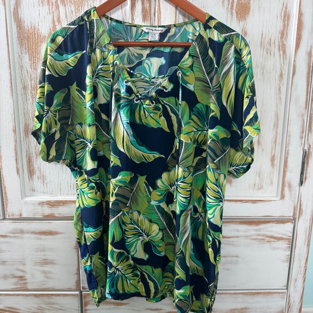 Tommy Bahama lace up front blouse